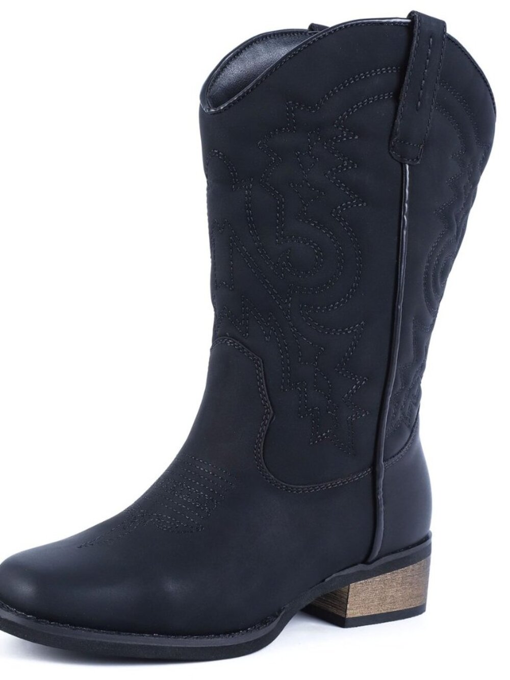 Women's Cowboy Western Boots - Square Toe Wide Calf Boots - Low Heels Short Mid